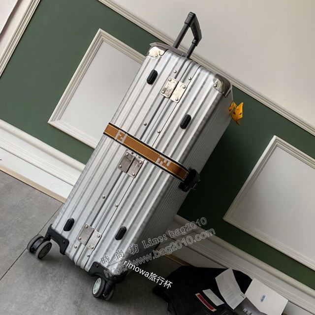 Rimowa拉杆箱 66637 Fend i x rimowa聯名 滿箱雙F圖案 全鋁鎂合金 日默瓦行李箱 Fend拉箱xzx1153